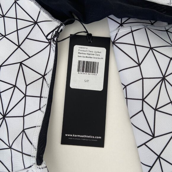 Karma Athletics White & Black Geometric Full-Zip Womens Jacket Lightweight Activ - Picture 12 of 16